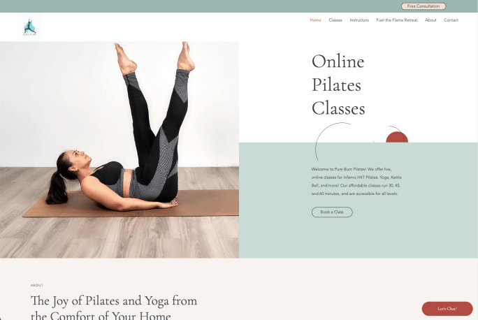 Image of Pure Burn Pilates Website